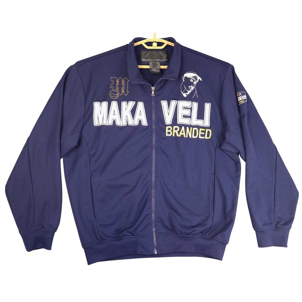Makaveli Branded‎ Mens Navy Blue Tupac Jacket Size Large Graphic Print READ